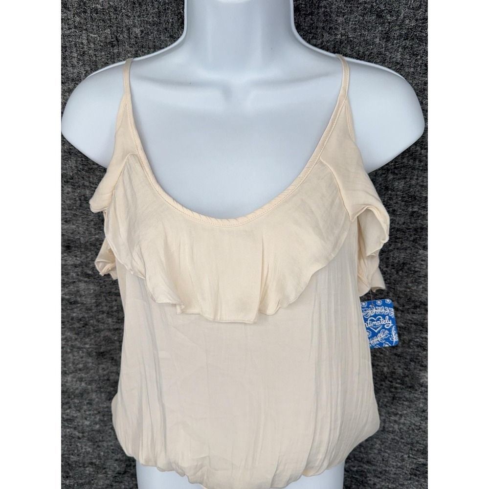 Free People Bodysuit Womens S Cream Intimately Ruffle Spaghetti Strap Thong - Picture 3 of 10